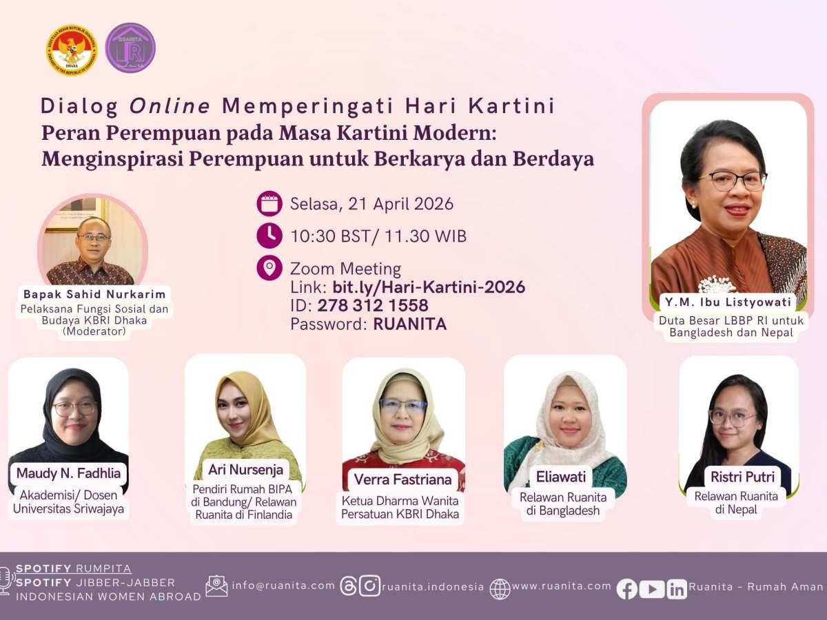 (SIARAN BERITA) Peringati Hari Kartini, Diskusi Daring KBRI Dhaka Soroti Peran Perempuan di Masa&nbsp;Kini